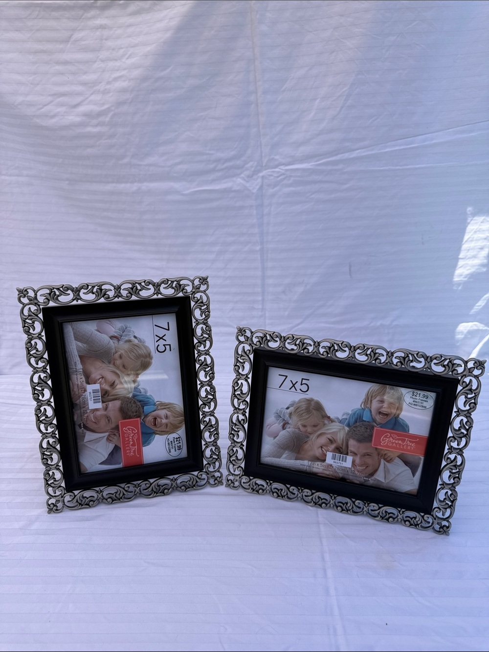 Generic Ornate 7x5 Black and Silver Picture Frame - Set of 2